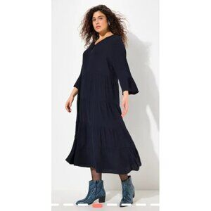 J.Jill Split Neck 3/4 Sleeve A-Line Dress Size XL tall